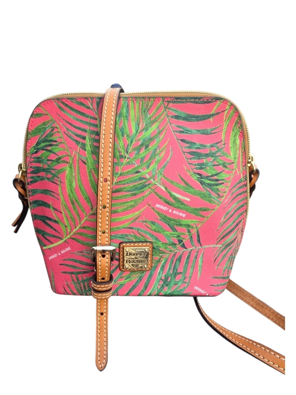 #151 Dooney & Bourke Pink Tropical Palm Crossbody Bag